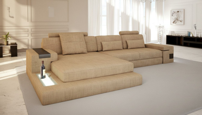 Modern Design Sofa Fabric Brown Corner Sofa L Shape Couch Living Landscape Sofa Corner New