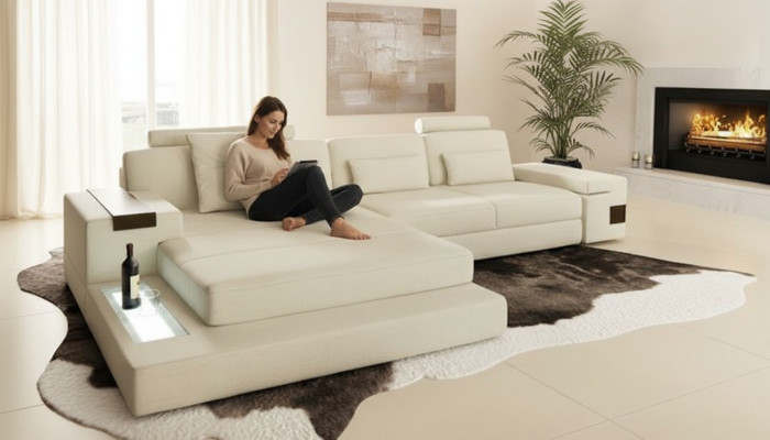 Design couch upholstery textile leather corner fabric corner sofa L-shaped sofa couch