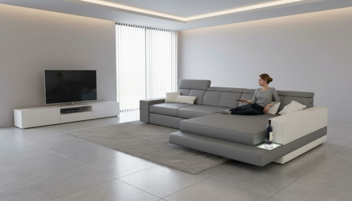 XXL Couch Corner Sofa Leather Living Landscape Sofa Design Modern Sofa L-Shape