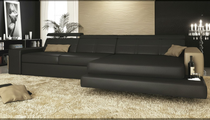 Sectional sofa couch upholstery living landscape corner corner leather sofa black L shape