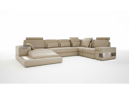 Leather sectional design corner sofa U-shaped sofa bed function couch textile sofas