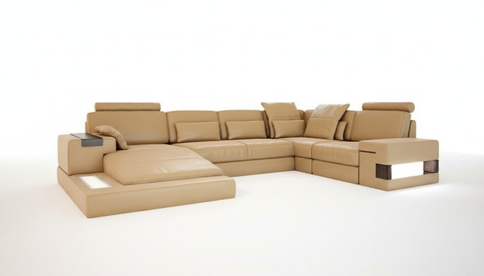 Design upholstery modern leather bed function new fabric corner sofa U-shaped sofa couch