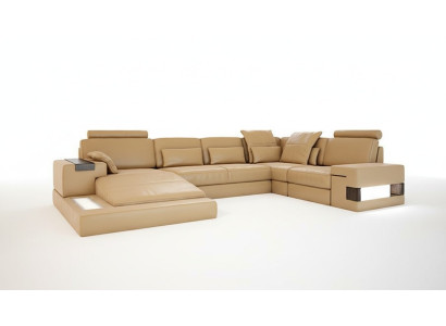 Design upholstery modern leather bed function new fabric corner sofa U-shaped sofa couch