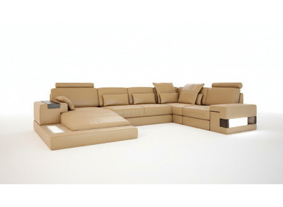 Design upholstery modern leather bed function new fabric corner sofa U-shaped sofa couch