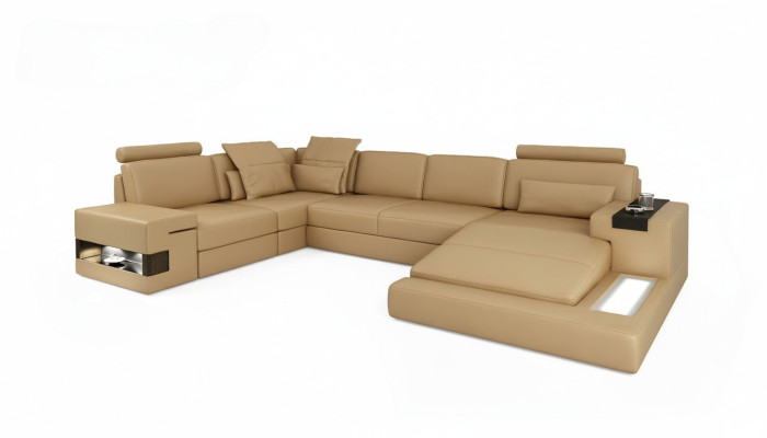 Sectional U-shaped sofa living room landscape upholstery bed function modern design new
