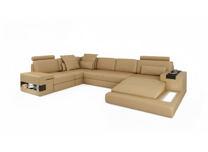 Sectional U-shaped sofa living room landscape upholstery bed function modern design new