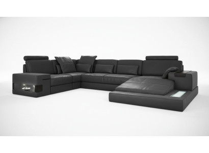 Sectional sofa U-shape couch design upholstery fabric new living area with bed function textile
