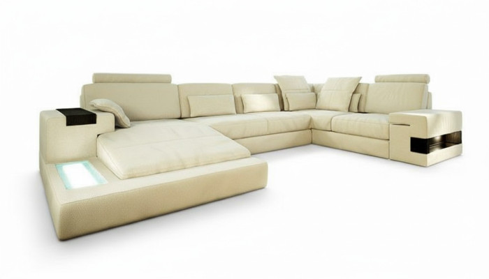 U-Form Sofa Couch Design Upholstery Modern Textile New Living Landscape Leather Corner Sofa