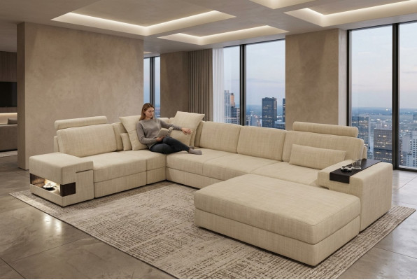 Textile sofa L-shaped sofa furniture living room corner design modern soft style 2-piece set
