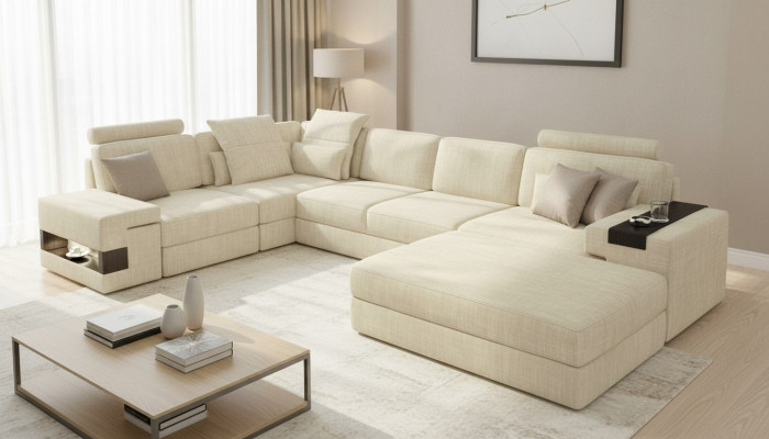 Textile sofa L-shaped sofa furniture living room corner design modern soft style 2-piece set