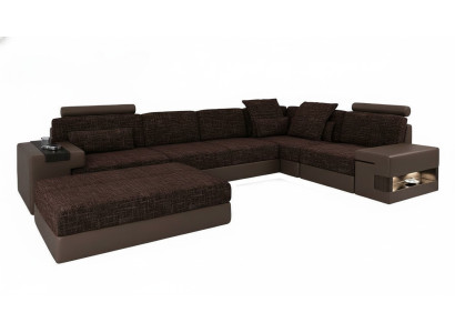Upholstery Set Living Room L-Shape Modern Designer Sofa Couch Corner with Ottoman Furniture
