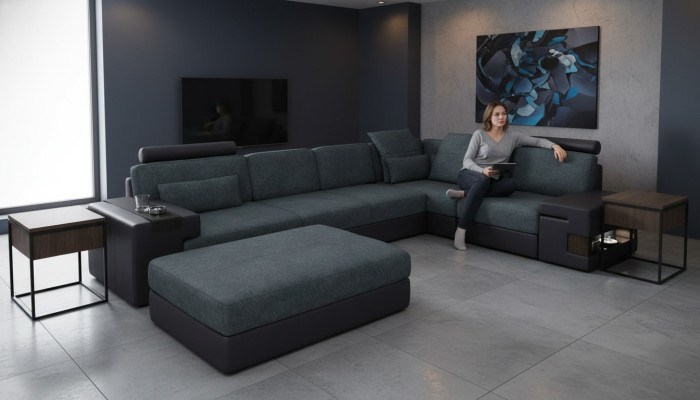 L-shaped seating sets seat cushions NEW wood corner sofa upholstered furniture living landscape