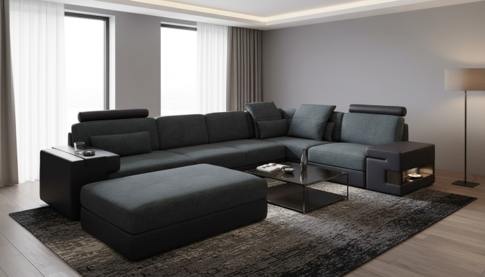 L-shaped seating sets seat cushions NEW wood corner sofa upholstered furniture living landscape