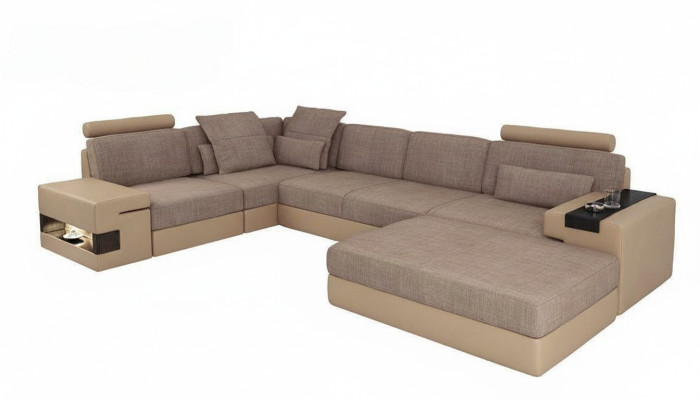 Sofas corner sofa leather living room wood area stool modern L shape NEW set