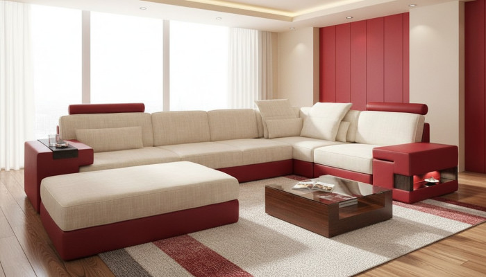 Modern sofa corner set L-shaped upholstered sofas couches couch stool living furniture