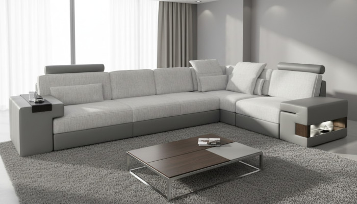 Modern design sofa L-shape sofas gray NEW couch corner leather living room couches