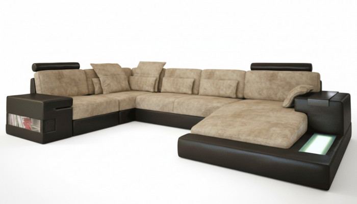 Sectional sofa large living landscape couch sofa upholstery seat leather U-shape living room new