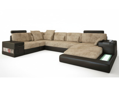 Sectional sofa large living landscape couch sofa upholstery seat leather U-shape living room new