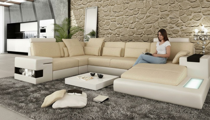 Corner sofa sofa U-shape leather sofa couch living landscape design modern sofa