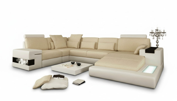 Corner sofa sofa U-shape leather sofa couch living landscape design modern sofa