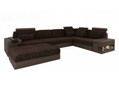 Modern designer corner sofa L-shaped furniture, textiles with stool 2-piece set new