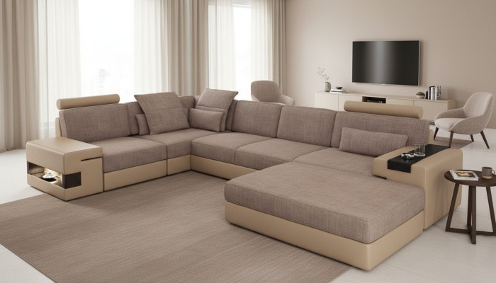 Modern sofa corner set L-shaped upholstered seats couch living landscape stool furniture