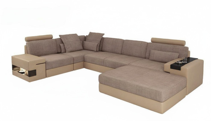 Modern sofa corner set L-shaped upholstered seats couch living landscape stool furniture