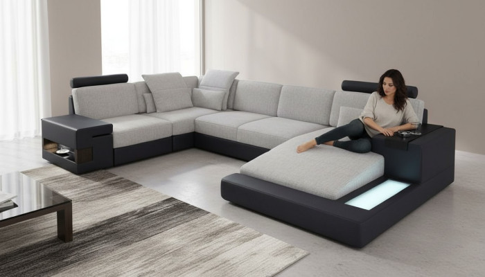 Design sofas living landscape corner sofa leather U-shaped sofa couch upholstery couches new.