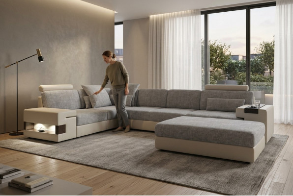 Living Space L-Shaped Modern Design Sofa Sofas Seating Area with Ottoman Living Room Furniture
