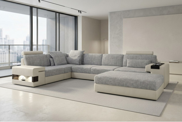 Living Space L-Shaped Modern Design Sofa Sofas Seating Area with Ottoman Living Room Furniture