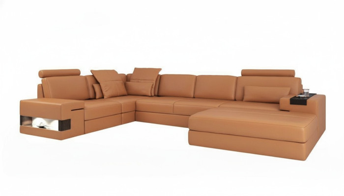 Modern luxury sofa corner set L-shaped upholstered leather furniture leather sofa