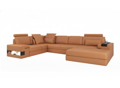 Modern luxury sofa corner set L-shaped upholstered leather furniture leather sofa