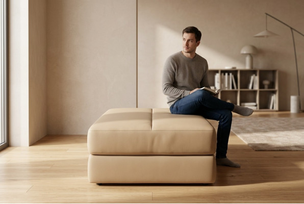 Ottoman seat stool designer pouf upholstered living room bench footstool