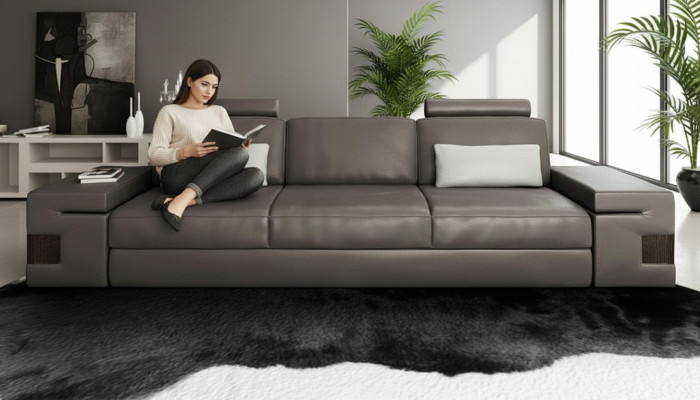 Big Sofa Couch Textile 3-Seater Sofa Couch Upholstery Seat Three-Seater Luxury New