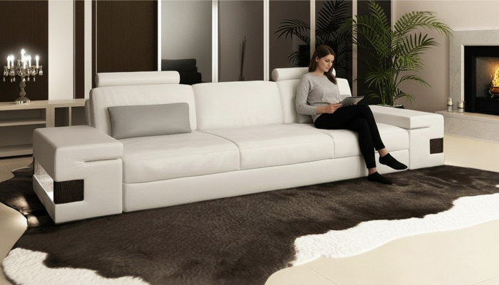 Modern luxury designer sofa 3-seater furniture upholstery fabric white couches xxl big