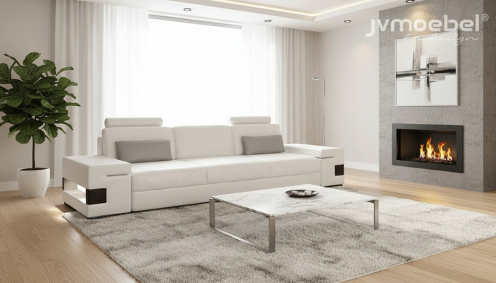 Modern luxury designer sofa 3-seater furniture upholstery fabric white couches xxl big