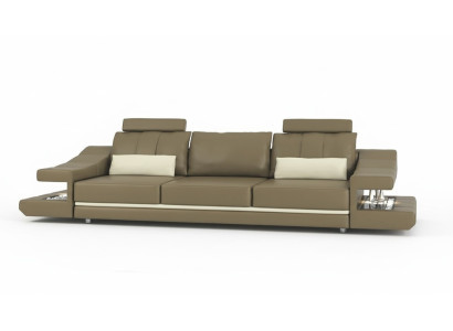 Modern designer luxury sofa, 3-seater furniture, upholstered leather brown, large sofas couches