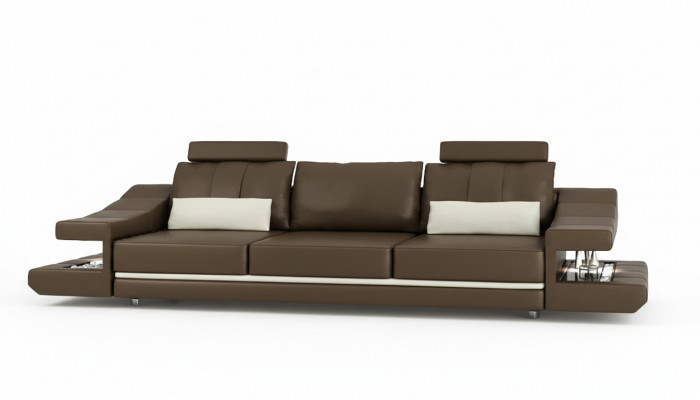Modern luxury designer sofa, 3-seater furniture, upholstered textile, brown corner couches