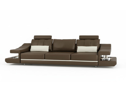 Modern luxury designer sofa, 3-seater furniture, upholstered textile, brown corner couches