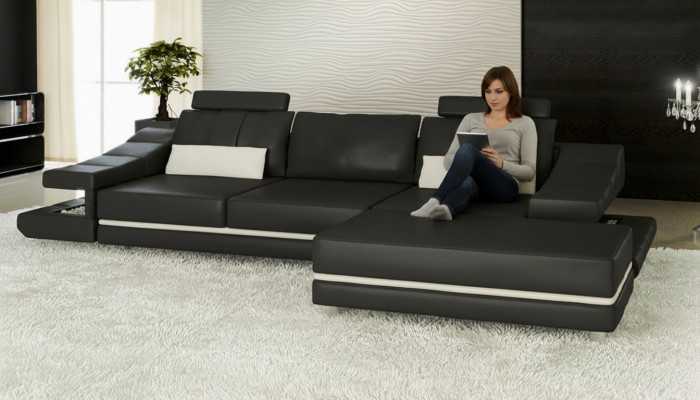 Modern luxury noble sofa leather 3-seater stool living room office NEW art