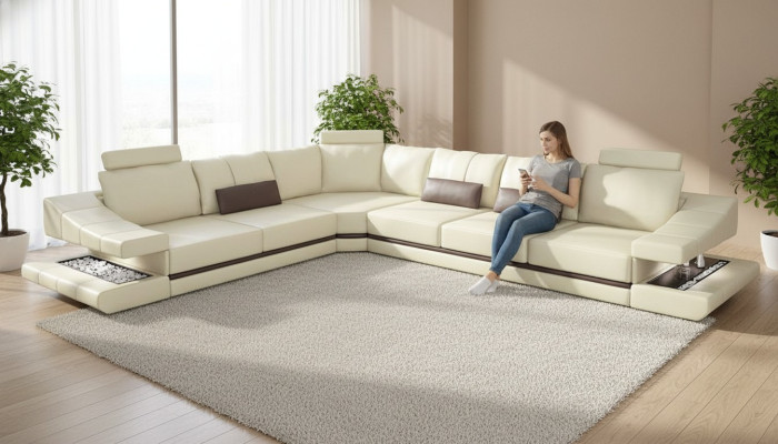 Sofa Corner Sectional Sofa Couch Upholstered Furniture Living Room Textile L-Shaped Sofas