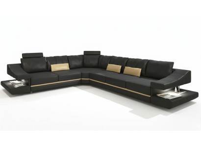 Living Room Textile L-Shape Sofas Black NEW Corner Sofa Couch Upholstered Furniture
