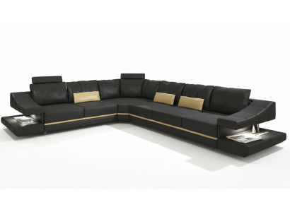 Living Room Textile L-Shape Sofas Black NEW Corner Sofa Couch Upholstered Furniture