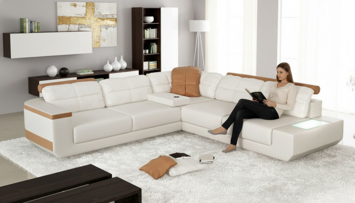 Design Modern Sofa L-Shape XXL Couch Corner Sofa Leather Living Landscape