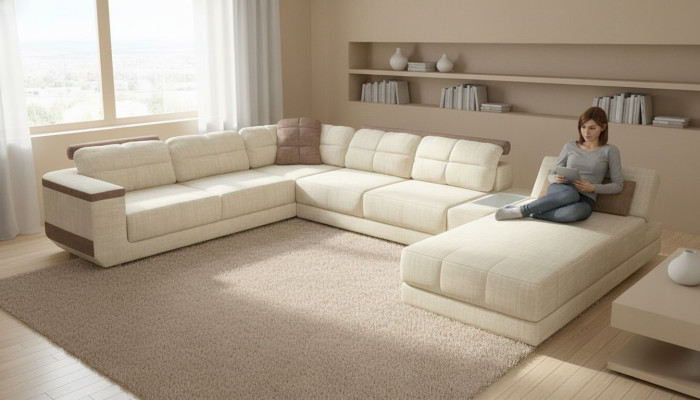 Design corner sofa U-shape modern sofa living area upholstery bed function furniture new