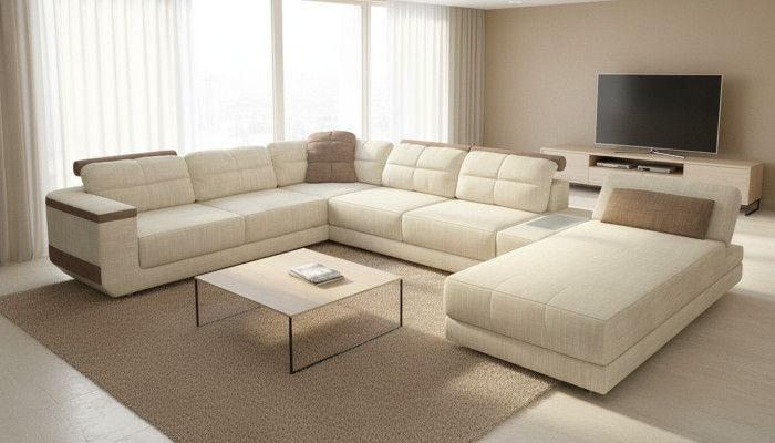 Design corner sofa U-shape modern sofa living area upholstery bed function furniture new