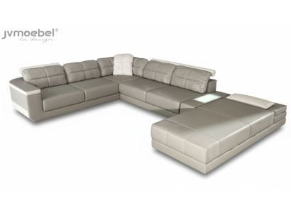 Living area corner sofa couch gray leather upholstery seat corner sofa U-shape sofas new