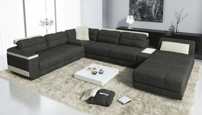 Designer U-shape corner sofa XXL living landscape sofa couch upholstered sofa corner new
