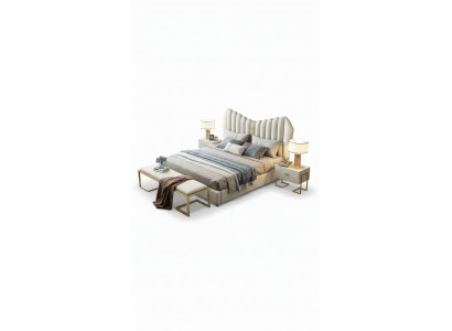 Modern luxury beds upholstered leather textile high-quality bedroom bed