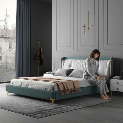 Double bed design upholstered bedroom 180x200cm modern wood